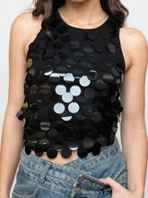Load image into Gallery viewer, Vintage x Made in Hong Kong x HOLT RENFREW Wool-Blend Black Sequin Top (S, M)