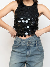 Load image into Gallery viewer, Vintage x Made in Hong Kong x HOLT RENFREW Wool-Blend Black Sequin Top (S, M)