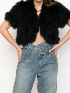 TOPSHOP x Black Turkey Feather Shrug (XS-M)
