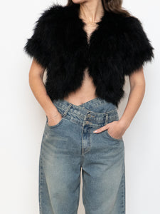 TOPSHOP x Black Turkey Feather Shrug (XS-M)