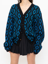 Load image into Gallery viewer, Vintage x Made in Canada x TUNDRA  Black &amp; Blue Wool Cardi (XS-L)