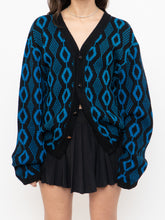 Load image into Gallery viewer, Vintage x Made in Canada x TUNDRA  Black &amp; Blue Wool Cardi (XS-L)