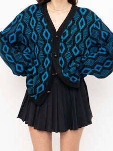 Vintage x Made in Canada x TUNDRA  Black & Blue Wool Cardi (XS-L)