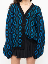 Load image into Gallery viewer, Vintage x Made in Canada x TUNDRA  Black &amp; Blue Wool Cardi (XS-L)
