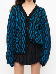 Vintage x Made in Canada x TUNDRA  Black & Blue Wool Cardi (XS-L)