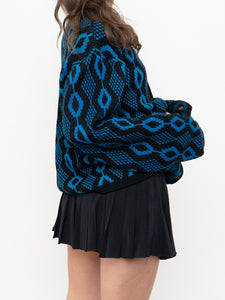 Vintage x Made in Canada x TUNDRA  Black & Blue Wool Cardi (XS-L)