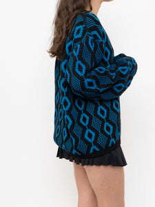 Vintage x Made in Canada x TUNDRA  Black & Blue Wool Cardi (XS-L)