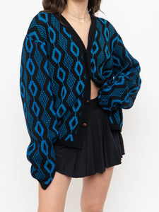 Vintage x Made in Canada x TUNDRA  Black & Blue Wool Cardi (XS-L)