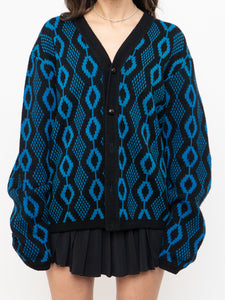 Vintage x Made in Canada x TUNDRA  Black & Blue Wool Cardi (XS-L)