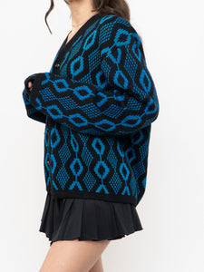 Vintage x Made in Canada x TUNDRA  Black & Blue Wool Cardi (XS-L)