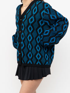 Vintage x Made in Canada x TUNDRA  Black & Blue Wool Cardi (XS-L)