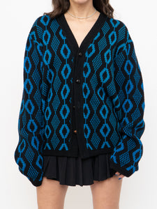 Vintage x Made in Canada x TUNDRA  Black & Blue Wool Cardi (XS-L)