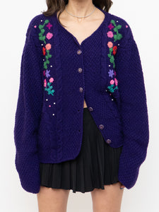 Vintage x Purple Knit Floral Cardigan (XS-XL)