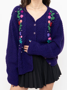 Vintage x Purple Knit Floral Cardigan (XS-XL)