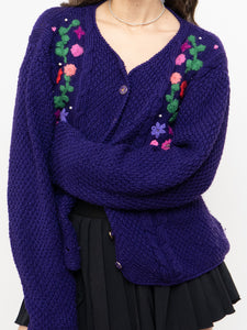 Vintage x Purple Knit Floral Cardigan (XS-XL)