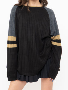 Vintage x Made in Korea x Black, Grey, Gold Ribbed Knit (XS-L)