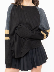 Vintage x Made in Korea x Black, Grey, Gold Ribbed Knit (XS-L)