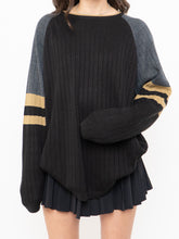 Load image into Gallery viewer, Vintage x Made in Korea x Black, Grey, Gold Ribbed Knit (XS-L)