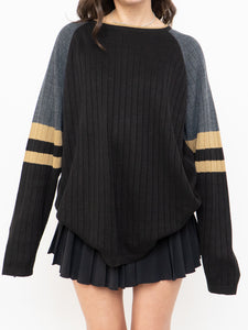 Vintage x Made in Korea x Black, Grey, Gold Ribbed Knit (XS-L)
