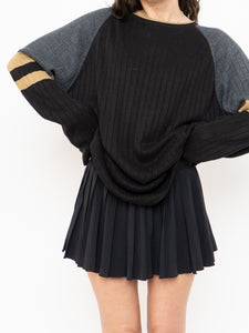 Vintage x Made in Korea x Black, Grey, Gold Ribbed Knit (XS-L)