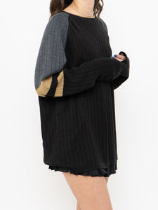 Vintage x Made in Korea x Black, Grey, Gold Ribbed Knit (XS-L)