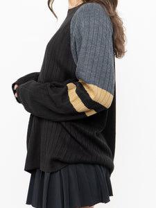 Vintage x Made in Korea x Black, Grey, Gold Ribbed Knit (XS-L)