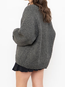 Vintage x Dark Grey Chunky Hand Knit Sweater (XS-XL)