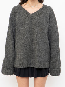 Vintage x Dark Grey Chunky Hand Knit Sweater (XS-XL)
