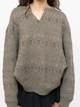 Load image into Gallery viewer, Vintage x Made in Hong Kong x Olive Cotton Patterned Knit Sweater (XS-XL)