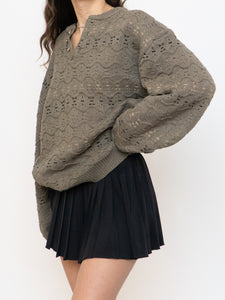 Vintage x Made in Hong Kong x Olive Cotton Patterned Knit Sweater (XS-XL)