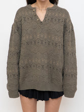 Load image into Gallery viewer, Vintage x Made in Hong Kong x Olive Cotton Patterned Knit Sweater (XS-XL)