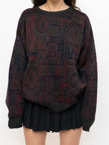 Vintage x HARRY ROSEN Green, Red & Navy Patterned Knit (XS-XL)