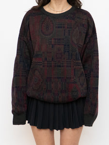 Vintage x HARRY ROSEN Green, Red & Navy Patterned Knit (XS-XL)