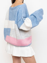 Load image into Gallery viewer, Vintage x Hand-knit Pink, Cream, Blue Sweater (XS-2XL)