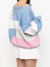 Load image into Gallery viewer, Vintage x Hand-knit Pink, Cream, Blue Sweater (XS-2XL)