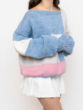 Load image into Gallery viewer, Vintage x Hand-knit Pink, Cream, Blue Sweater (XS-2XL)