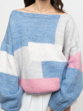 Load image into Gallery viewer, Vintage x Hand-knit Pink, Cream, Blue Sweater (XS-2XL)
