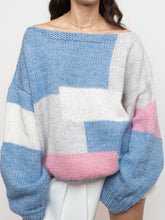 Load image into Gallery viewer, Vintage x Hand-knit Pink, Cream, Blue Sweater (XS-2XL)