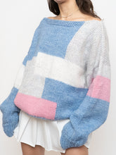 Load image into Gallery viewer, Vintage x Hand-knit Pink, Cream, Blue Sweater (XS-2XL)