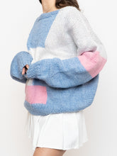 Load image into Gallery viewer, Vintage x Hand-knit Pink, Cream, Blue Sweater (XS-2XL)