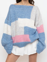 Load image into Gallery viewer, Vintage x Hand-knit Pink, Cream, Blue Sweater (XS-2XL)