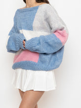 Load image into Gallery viewer, Vintage x Hand-knit Pink, Cream, Blue Sweater (XS-2XL)