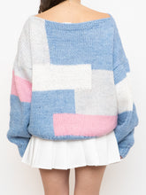 Load image into Gallery viewer, Vintage x Hand-knit Pink, Cream, Blue Sweater (XS-2XL)