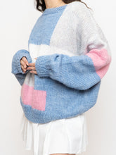 Load image into Gallery viewer, Vintage x Hand-knit Pink, Cream, Blue Sweater (XS-2XL)