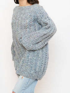 Vintage x Pale Blue Colourful Speckled Knit Sweater/Dress (XS-L)