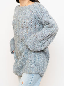 Vintage x Pale Blue Colourful Speckled Knit Sweater/Dress (XS-L)