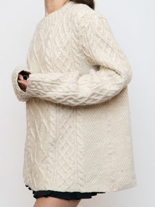 Vintage x Chunky Cable Knit Cream Sweater (XS-XL)