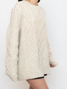 Vintage x Chunky Cable Knit Cream Sweater (XS-XL)