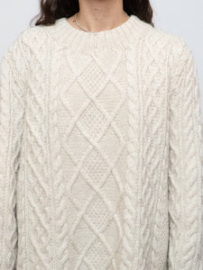 Vintage x Chunky Cable Knit Cream Sweater (XS-XL)