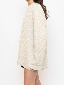 Vintage x Chunky Cable Knit Cream Sweater (XS-XL)